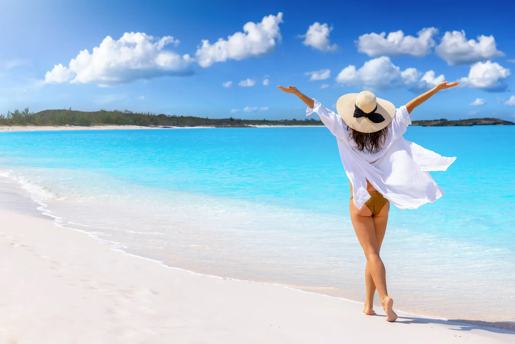 Pristine white sand beach, Great Exuma Bahamas